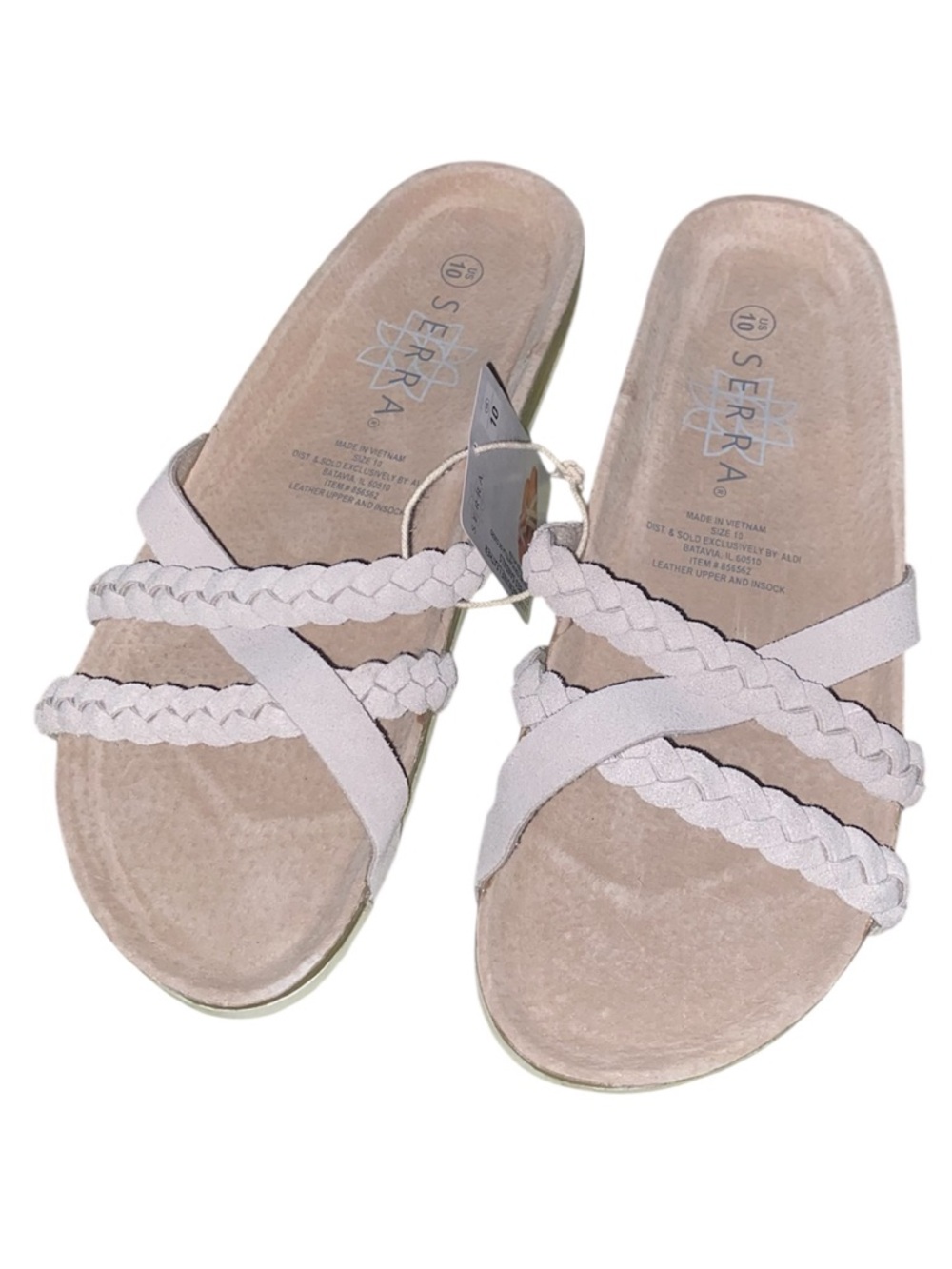 Serra Ladies Genuine Leather Footbed Sandal - Taupe Size 10 - Picture 2 of 6